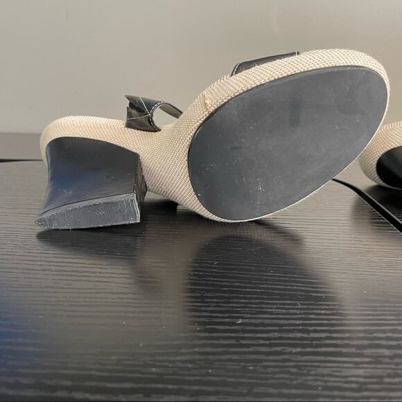 Nine West WNCOBALT Vintage Linen and Leather Upper Slide On Heeled Sandal, 10 - Picture 10 of 16